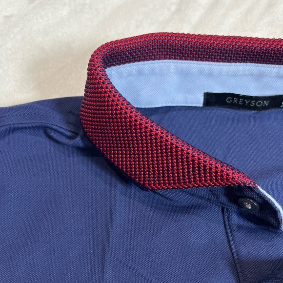 Greyson XL Navy Golf Performance Polo Shirt Textured Athletic Collar EUC C23 - Picture 6 of 10